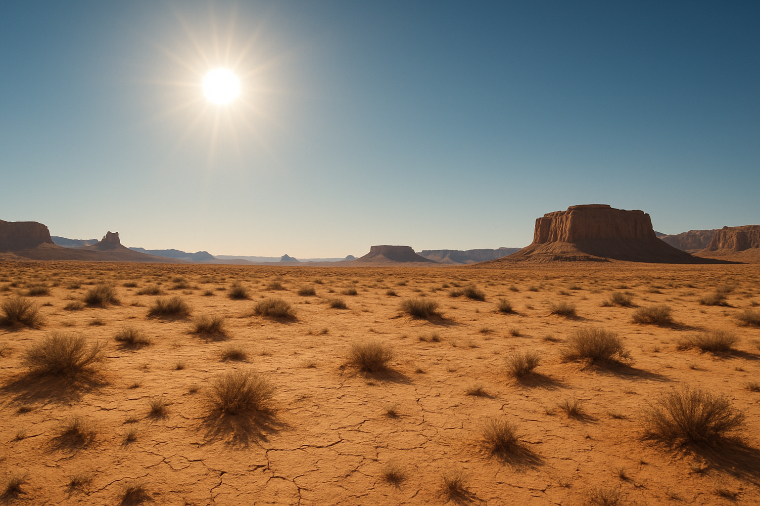 Vacant desert in the noonday sun